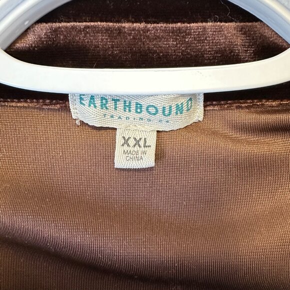 Earthbound Trading Co Velvet Tunic Top Size XXL Chocolate Brown Bohemian Casual - Picture 3 of 11